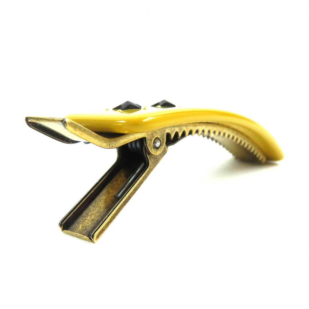 Excellent GUCCI×adidas hair accessory Trefoil logo barrette Yellow black Women 702940