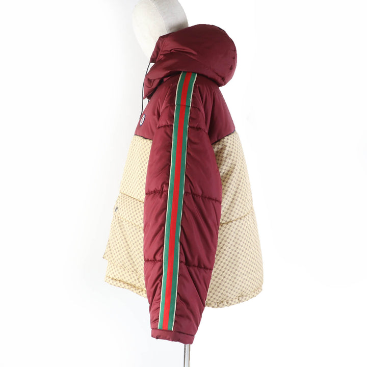 Pristine GUCCI Jacket GG parachute nylon Side web lines Bordeaux beige Women 42 663279