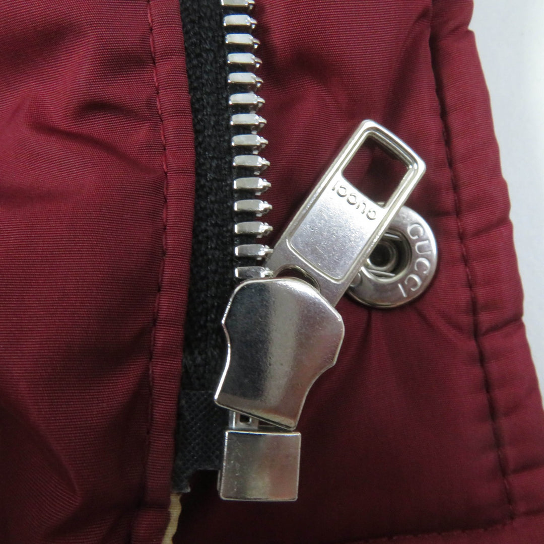Pristine GUCCI Jacket GG parachute nylon Side web lines Bordeaux beige Women 42 663279