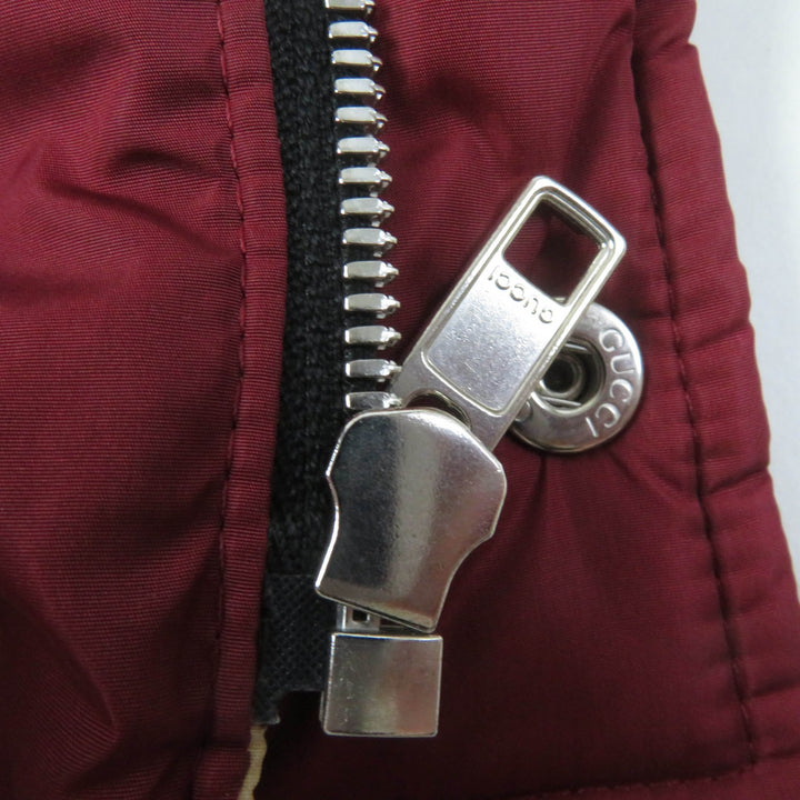 Pristine GUCCI Jacket GG parachute nylon Side web lines Bordeaux beige Women 42 663279