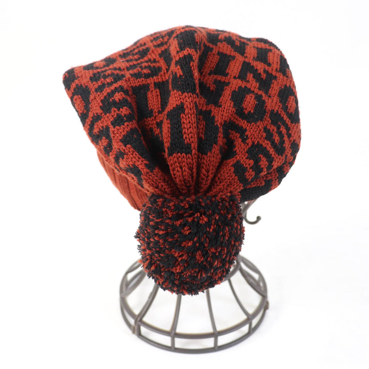 Excellent Missoni Knit cap Logo knitted hat Brown wool Women