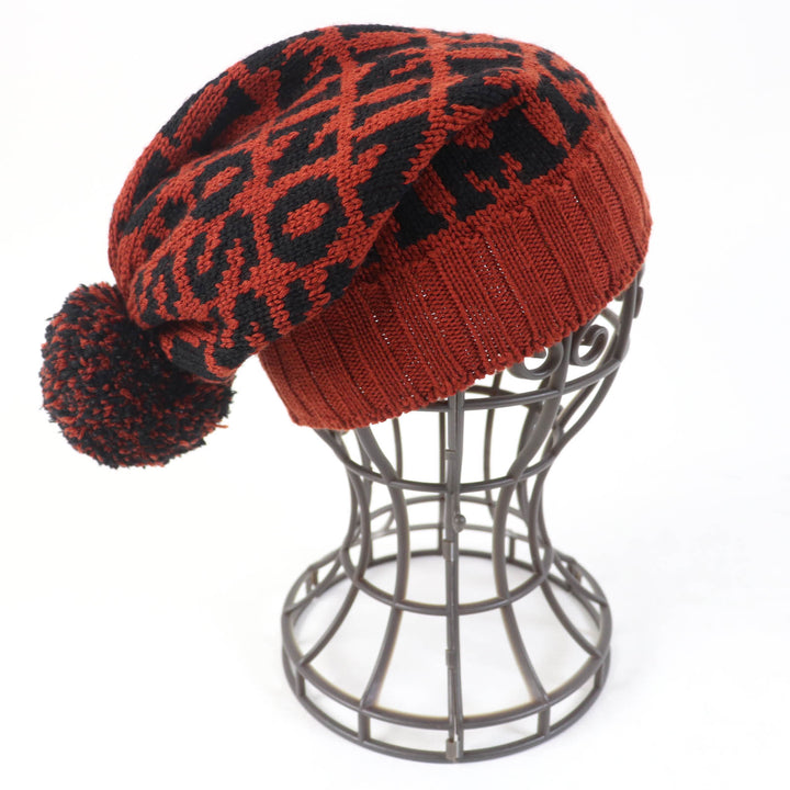 Excellent Missoni Knit cap Logo knitted hat Brown wool Women