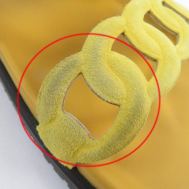 HERMES Sandals extra Chaine d'Ancre suede leather slides yellow Women 38