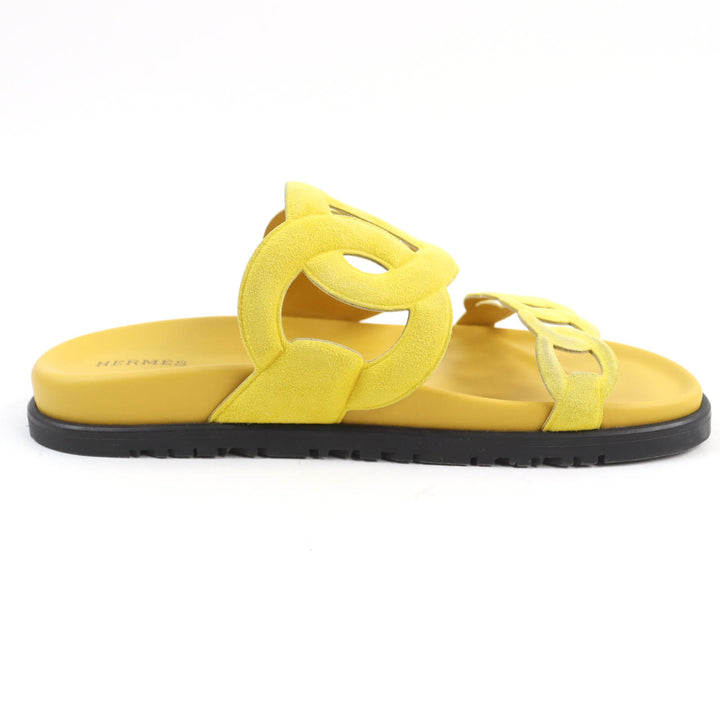 HERMES Sandals extra Chaine d'Ancre suede leather slides yellow Women 38
