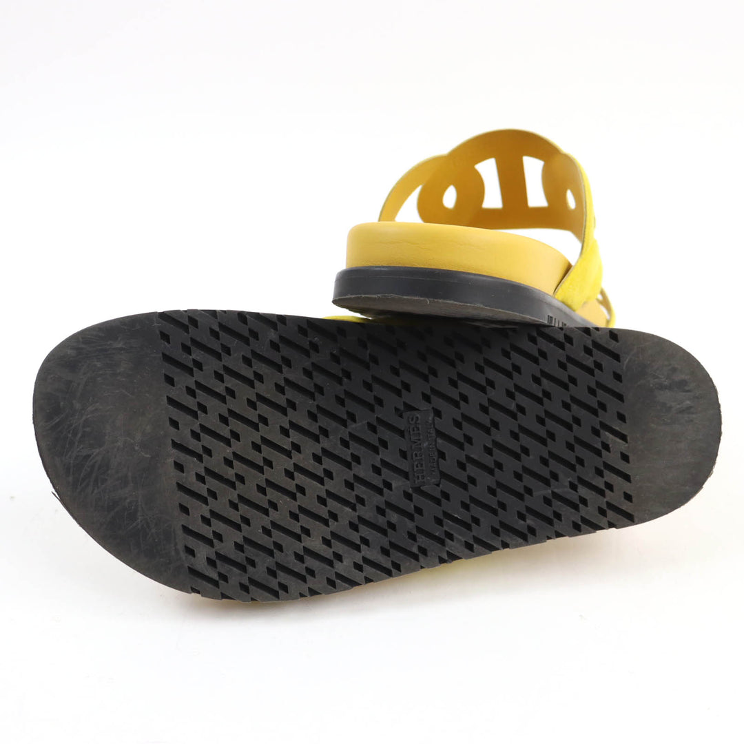 HERMES Sandals extra Chaine d'Ancre suede leather slides yellow Women 38