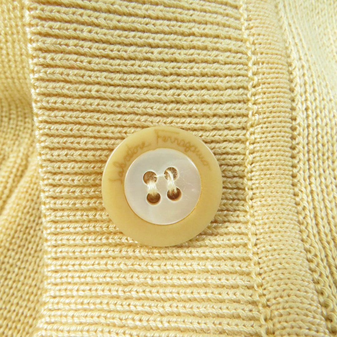 Pristine Salvatore Ferragamo Logo button knit jacket+skirt 2-piece set yellow XS