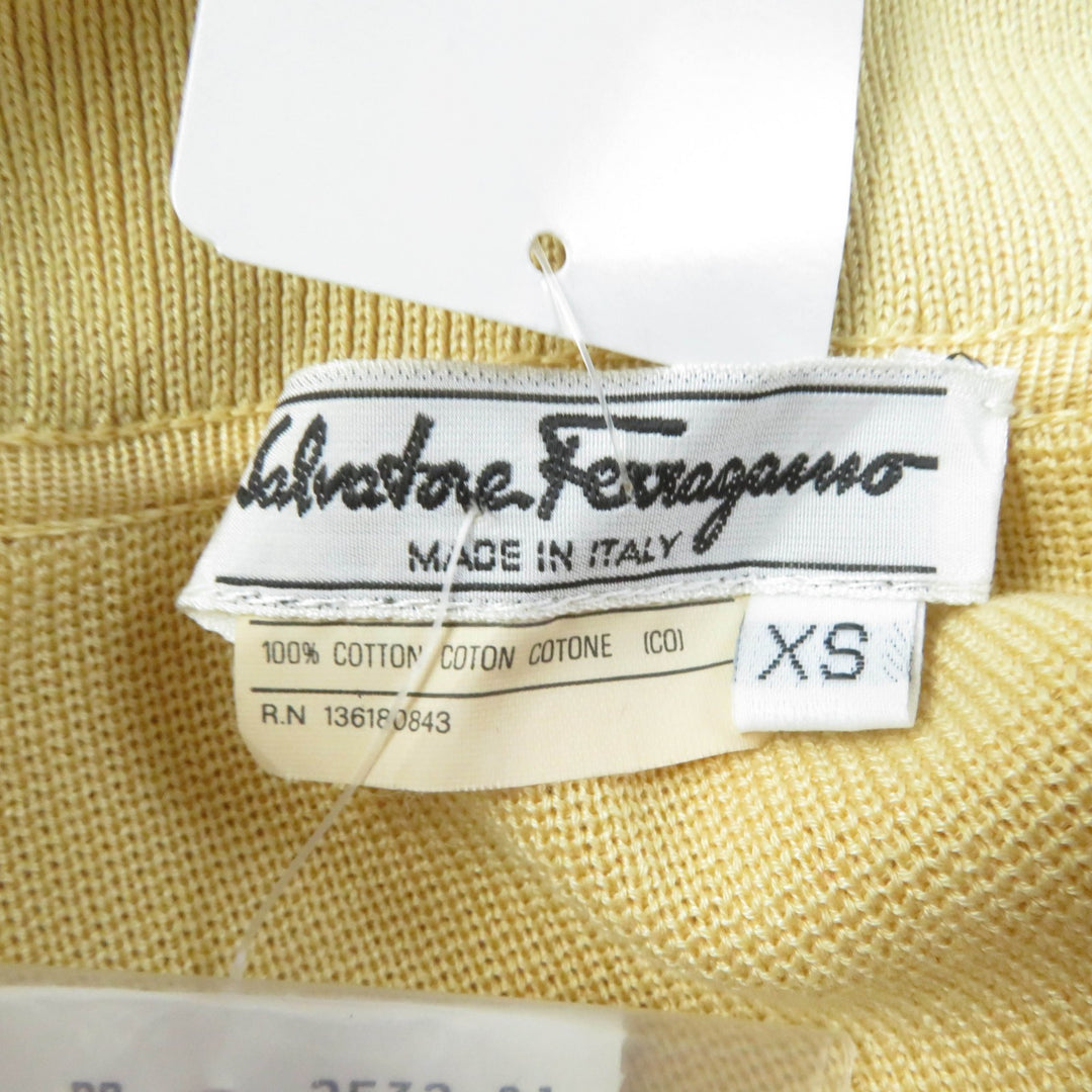 Pristine Salvatore Ferragamo Logo button knit jacket+skirt 2-piece set yellow XS