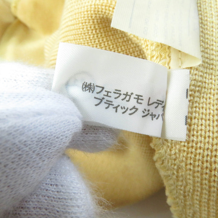 Pristine Salvatore Ferragamo Logo button knit jacket+skirt 2-piece set yellow XS
