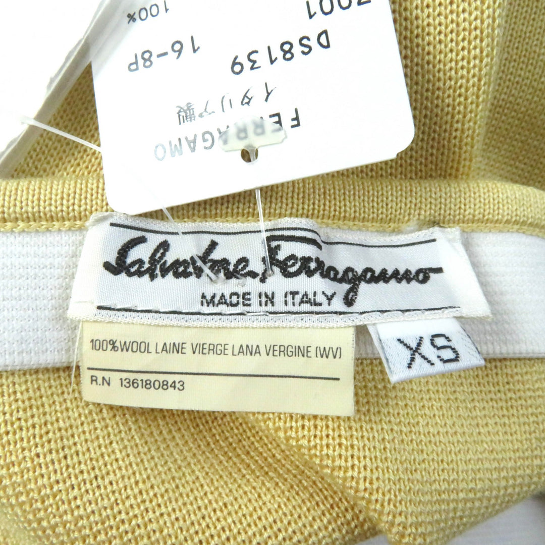 Pristine Salvatore Ferragamo Logo button knit jacket+skirt 2-piece set yellow XS
