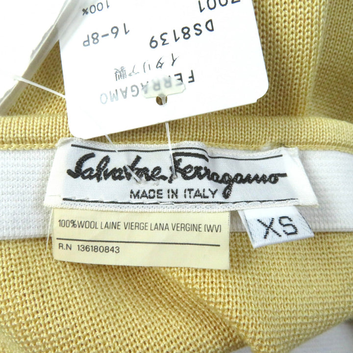 Pristine Salvatore Ferragamo Logo button knit jacket+skirt 2-piece set yellow XS