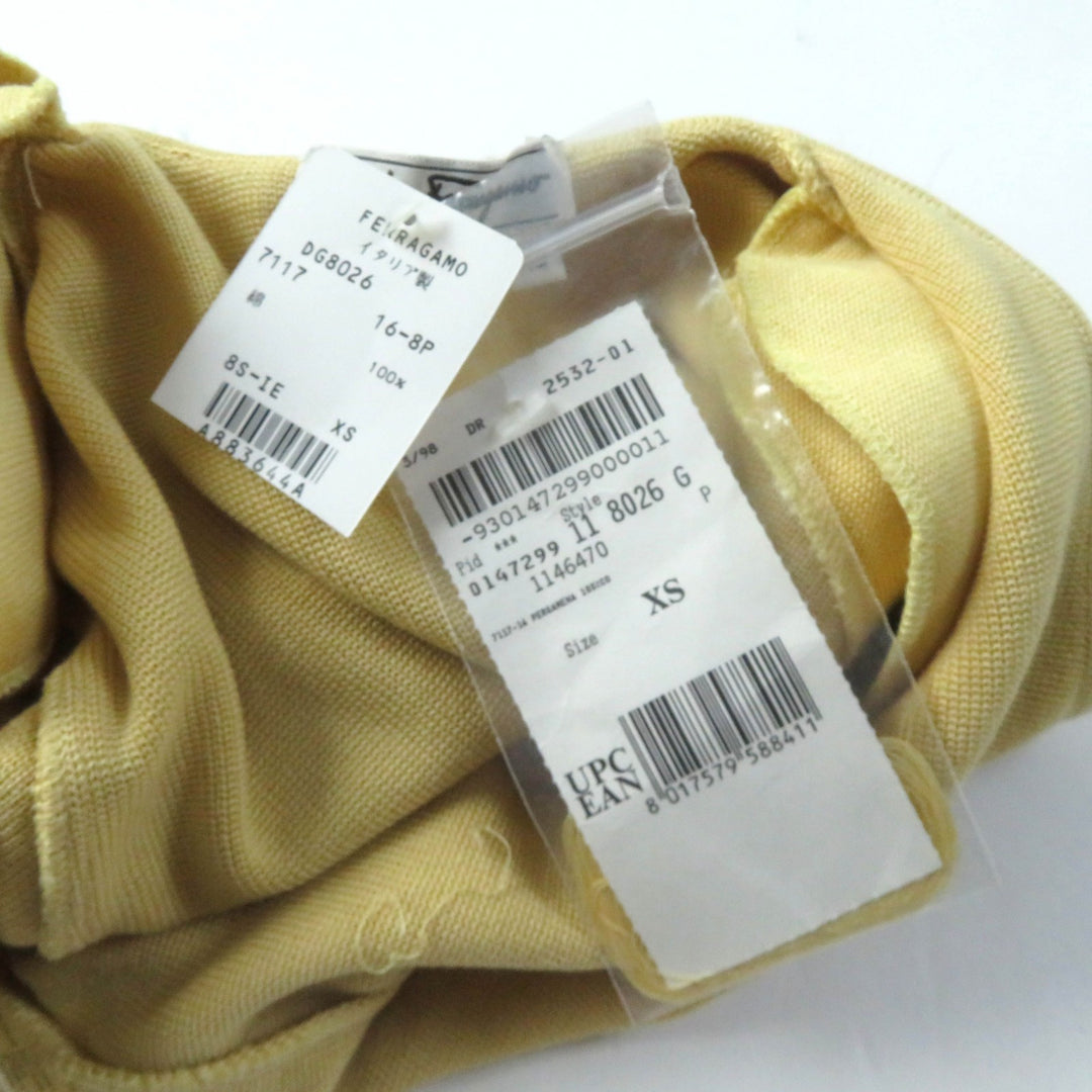Pristine Salvatore Ferragamo Logo button knit jacket + skirt 2-piece set yellow Women XS