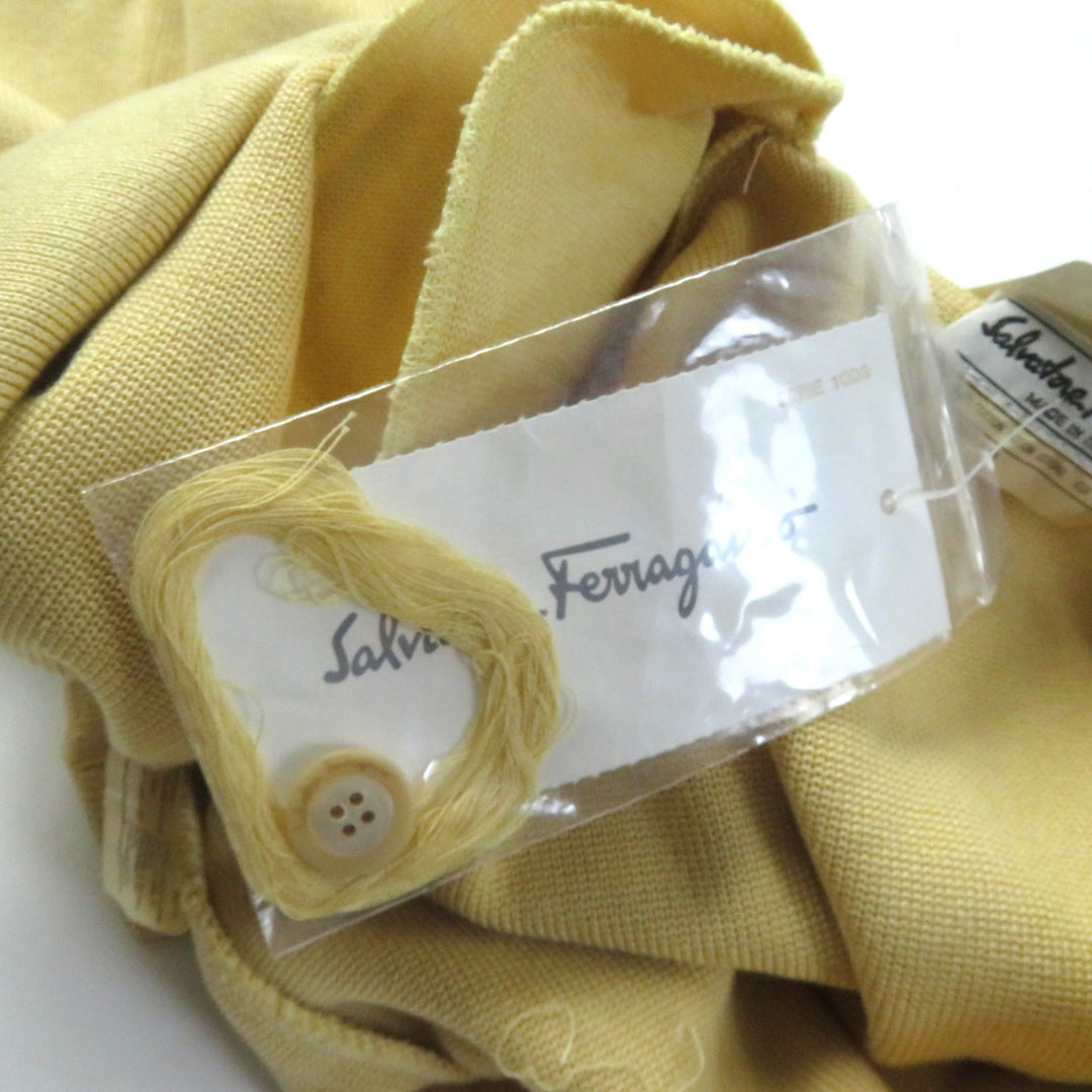 Pristine Salvatore Ferragamo Logo button knit jacket+skirt 2-piece set yellow XS