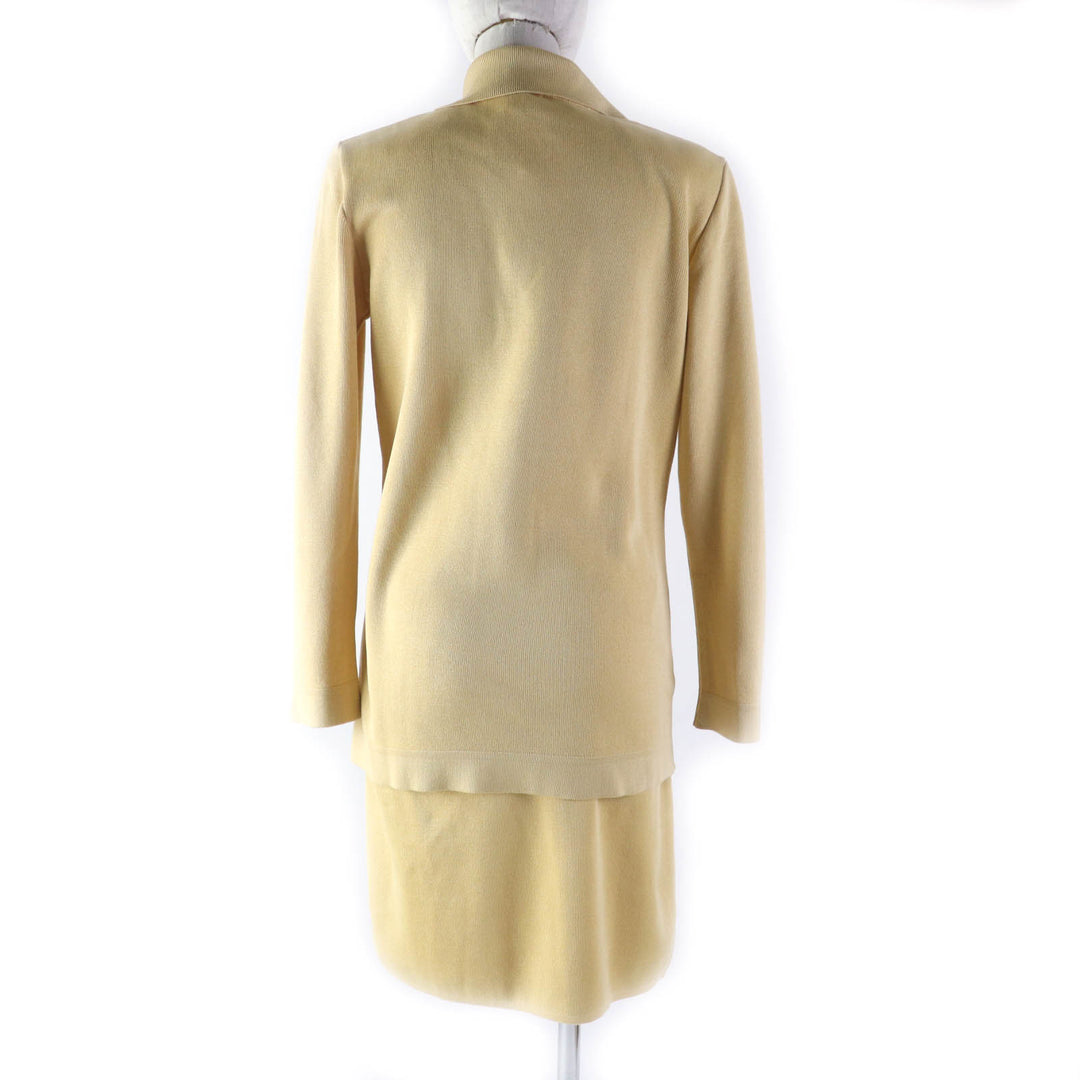 Pristine Salvatore Ferragamo Logo button knit jacket + skirt 2-piece set yellow Women XS