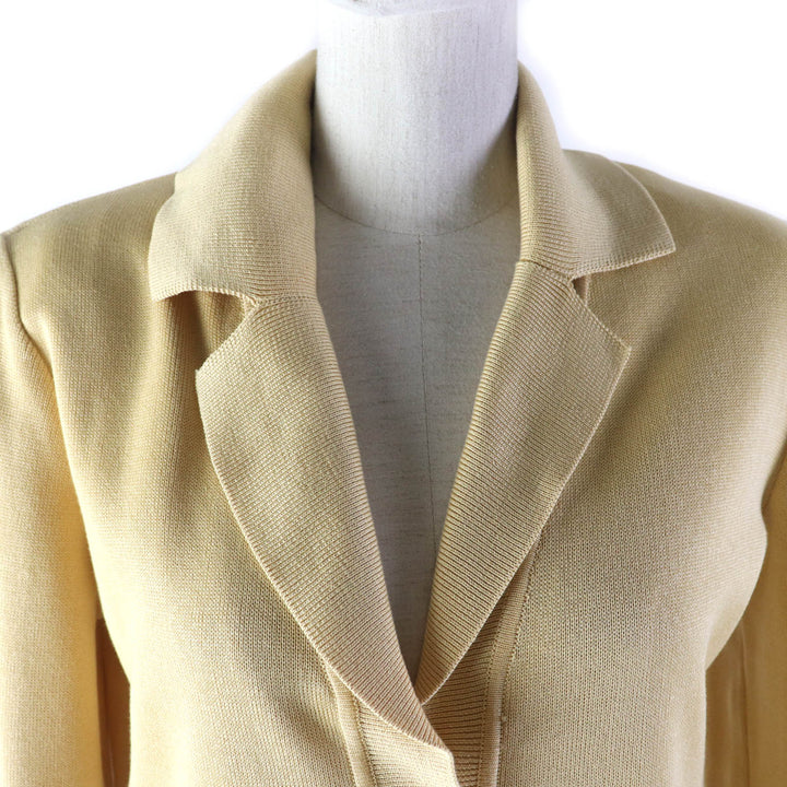 Pristine Salvatore Ferragamo Logo button knit jacket + skirt 2-piece set yellow Women XS