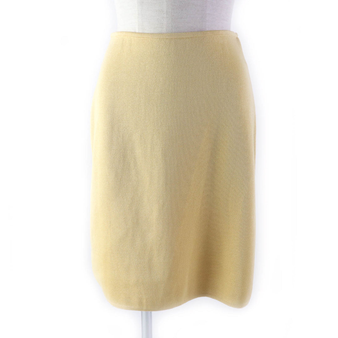Pristine Salvatore Ferragamo Logo button knit jacket + skirt 2-piece set yellow Women XS