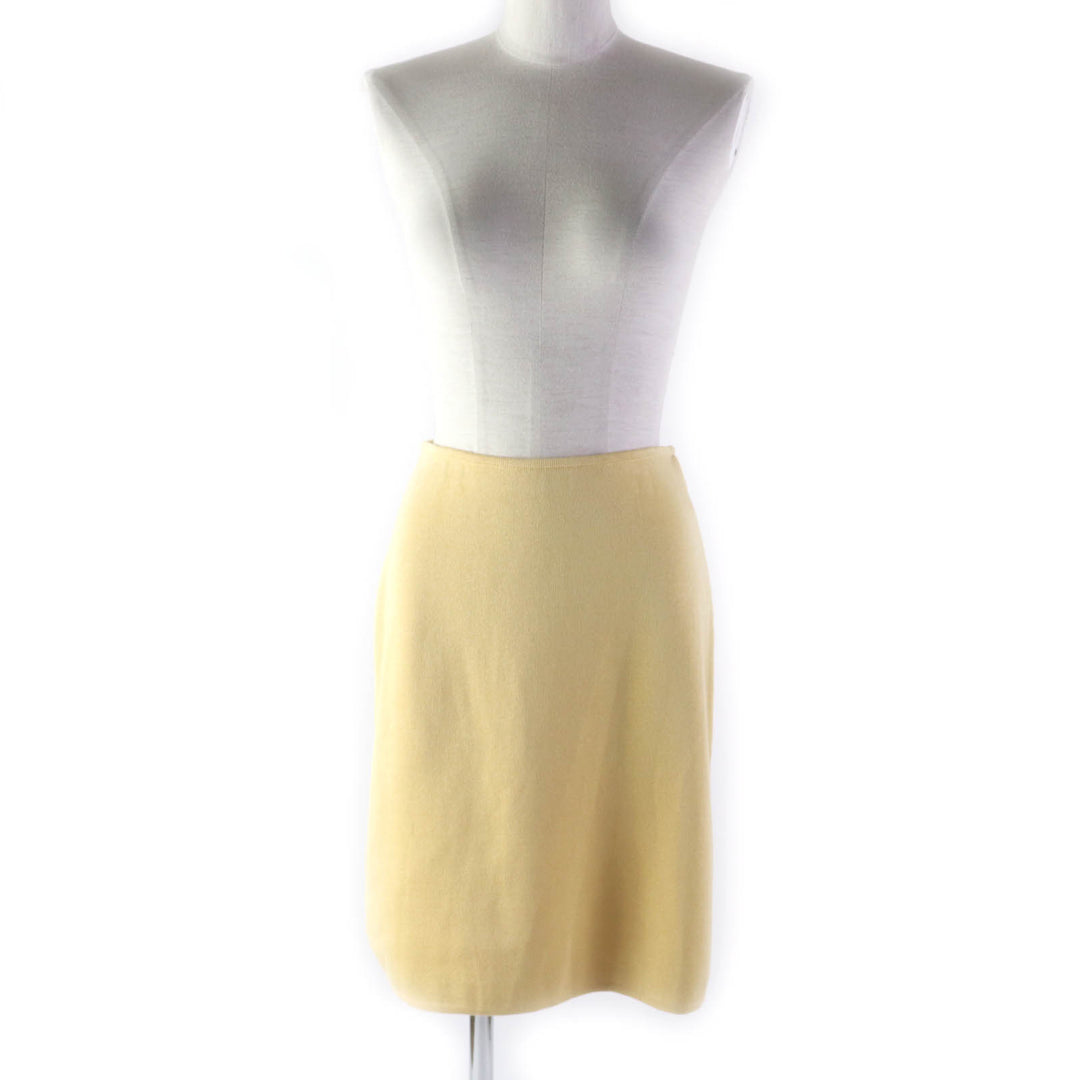 Pristine Salvatore Ferragamo Logo button knit jacket + skirt 2-piece set yellow Women XS