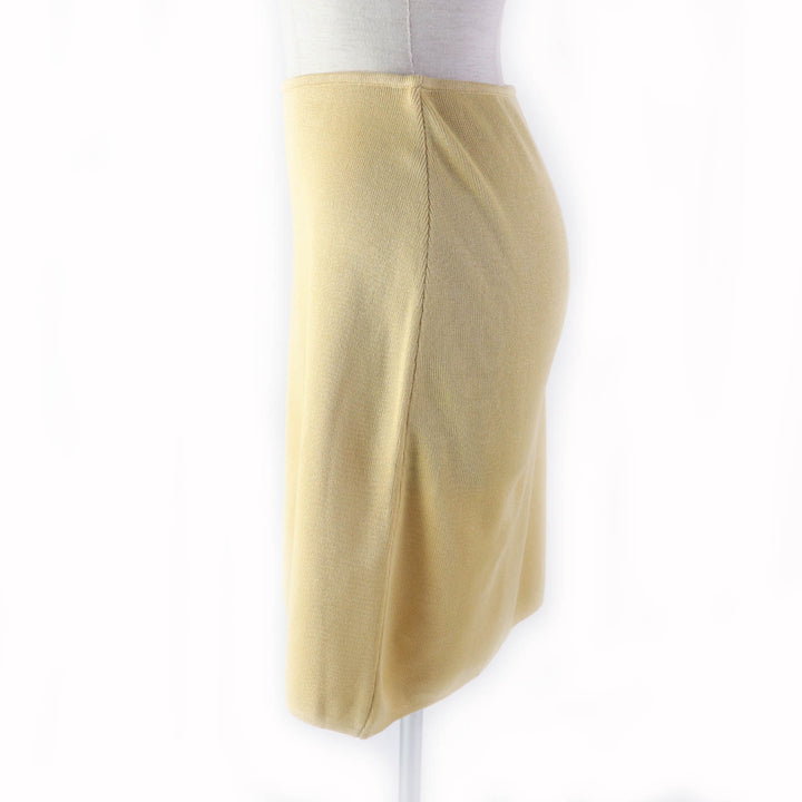 Pristine Salvatore Ferragamo Logo button knit jacket + skirt 2-piece set yellow Women XS