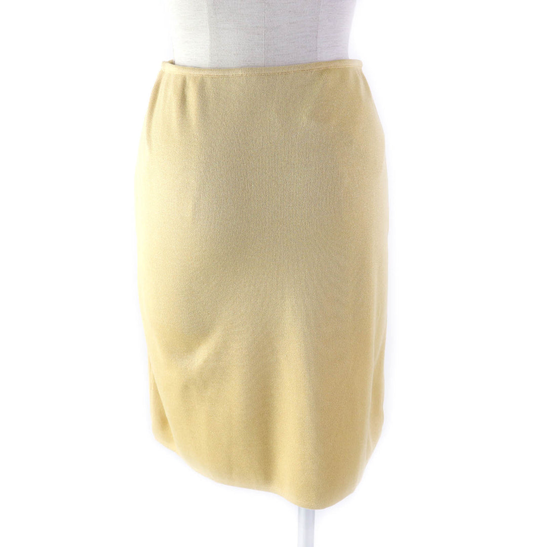 Pristine Salvatore Ferragamo Logo button knit jacket + skirt 2-piece set yellow Women XS
