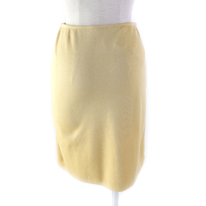 Pristine Salvatore Ferragamo Logo button knit jacket+skirt 2-piece set yellow XS