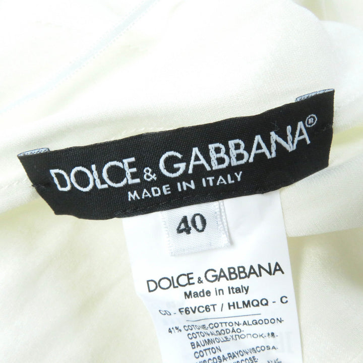 Excellent DOLCE&GABBANA one piece Black tag, silk lining, floral lace design, 3/4 sleeves white cotton Women 40 F6VC6T