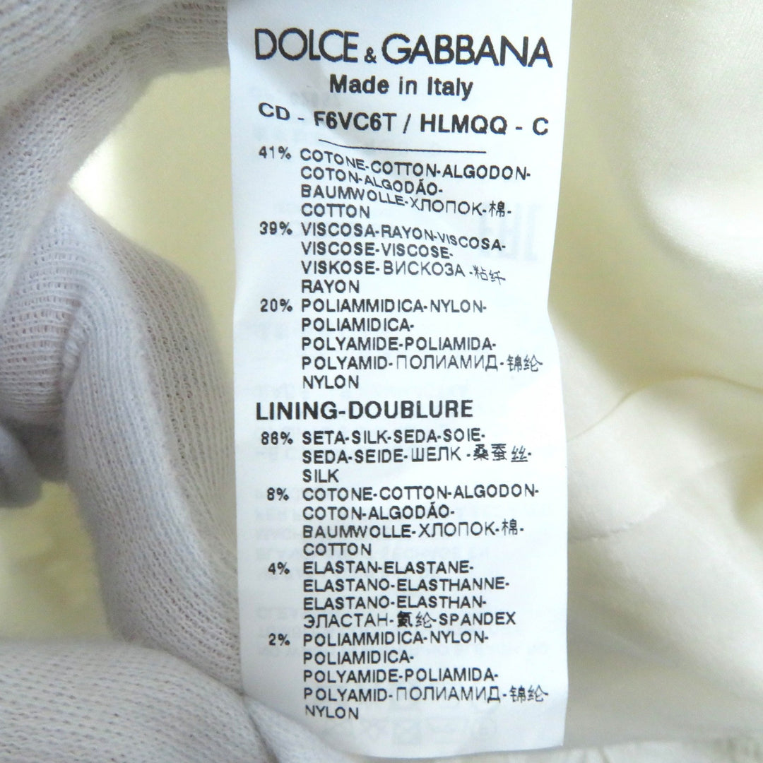 Excellent DOLCE&GABBANA one piece Black tag, silk lining, floral lace design, 3/4 sleeves white cotton Women 40 F6VC6T