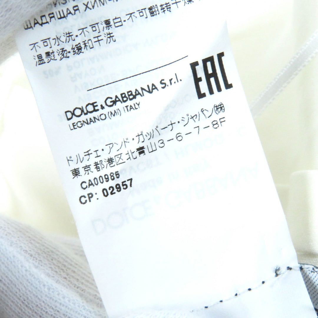 Excellent DOLCE&GABBANA one piece Black tag, silk lining, floral lace design, 3/4 sleeves white cotton Women 40 F6VC6T