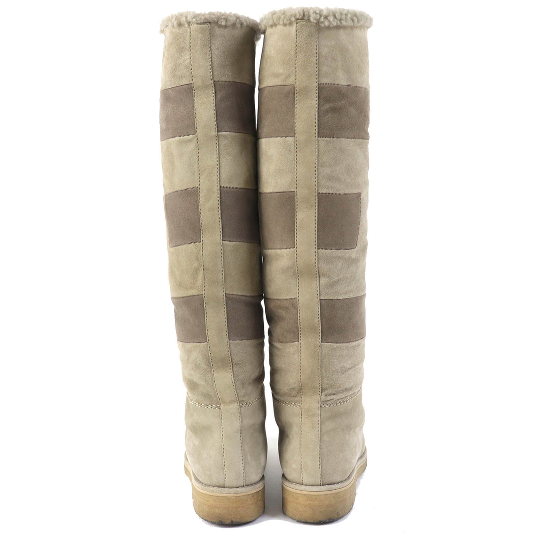 Excellent HERMES Knee-high boots Rare Margiela long shearling boots beige Mouton Women