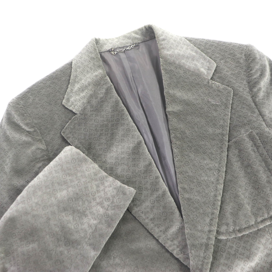 Great LOUIS VUITTON tailored jacket Monogram embossed single velour jacket mens 44