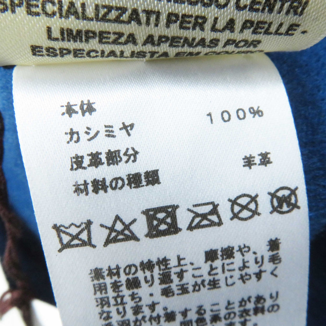 Pristine HERMES coat Serie button, belted, no collar, long blue cashmere Women38