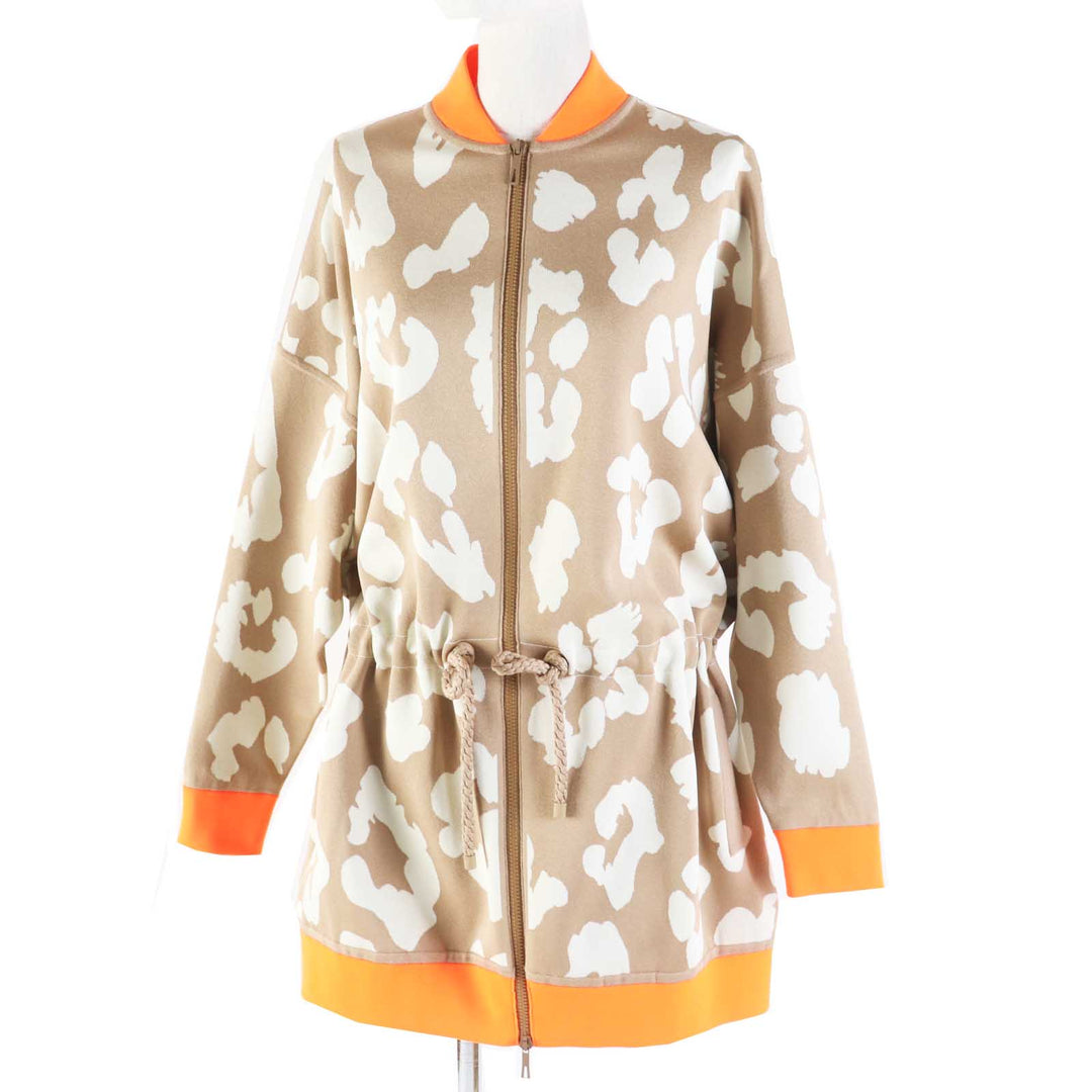 Pristine HERMES Jacket JUNGLE LOVE blouson / Beige Neon Orange silk 34 2H2816DR
