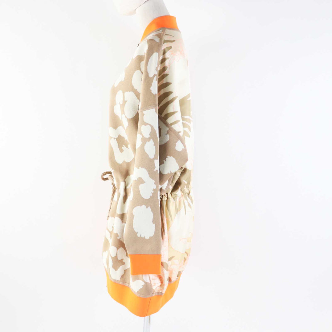 Pristine HERMES Jacket JUNGLE LOVE blouson / Beige Neon Orange silk Women 34 2H2816DR