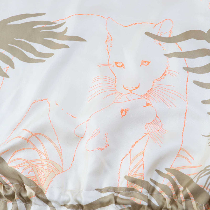 Pristine HERMES Jacket JUNGLE LOVE blouson / Beige Neon Orange silk Women 34 2H2816DR