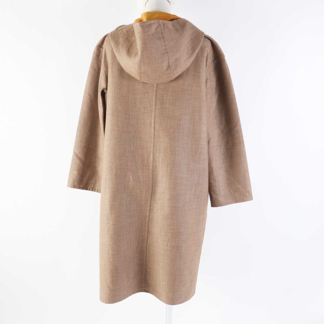 HERMES coat hooded zip-up long coat Brown Mustard cashmere Women 32 3E0105DC
