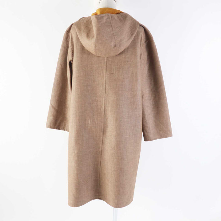 HERMES coat hooded zip-up long coat Brown Mustard cashmere Women 32 3E0105DC