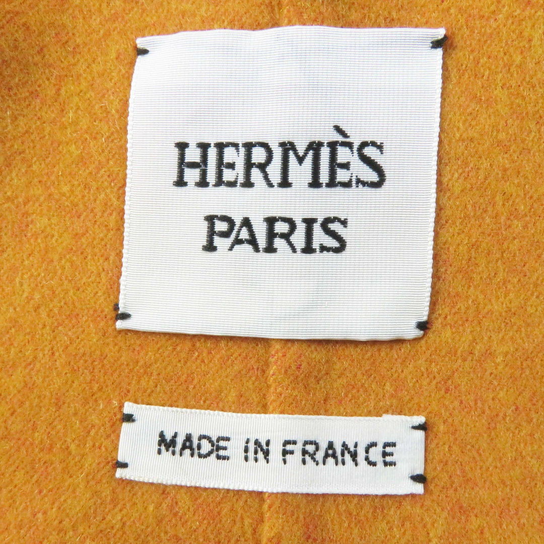 HERMES coat hooded zip-up long coat Brown Mustard cashmere Women 32 3E0105DC
