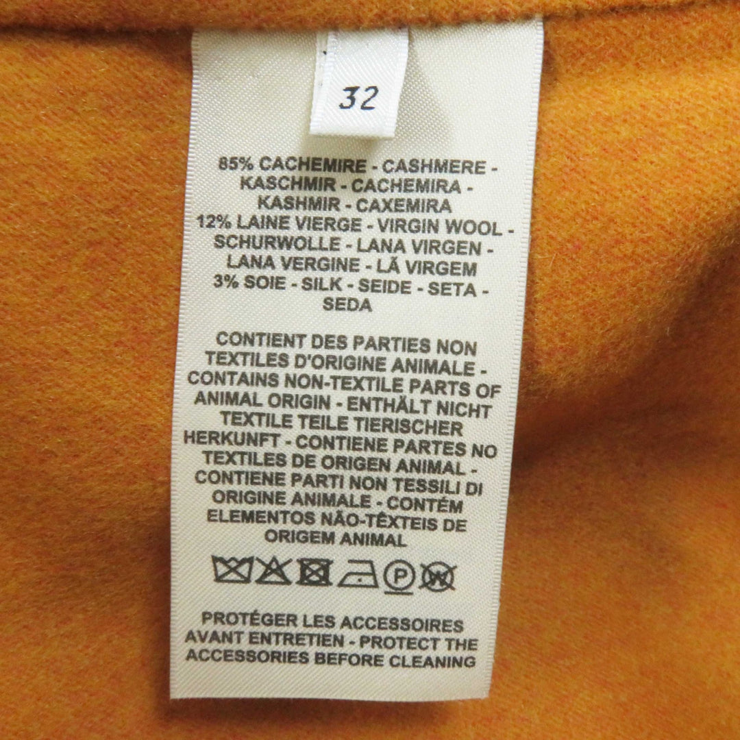 HERMES coat hooded zip-up long coat Brown Mustard cashmere Women 32 3E0105DC