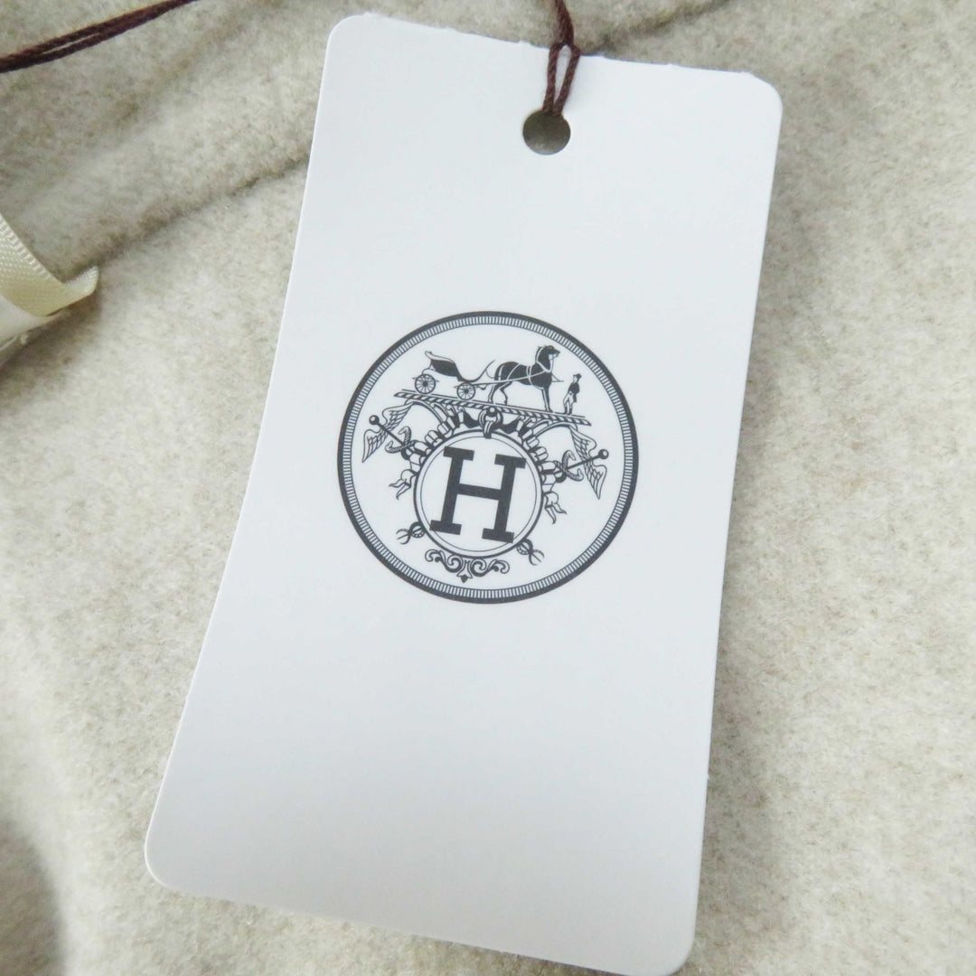 Pristine HERMES Best Lamb leather long gilet/ light beige cashmere Women 36