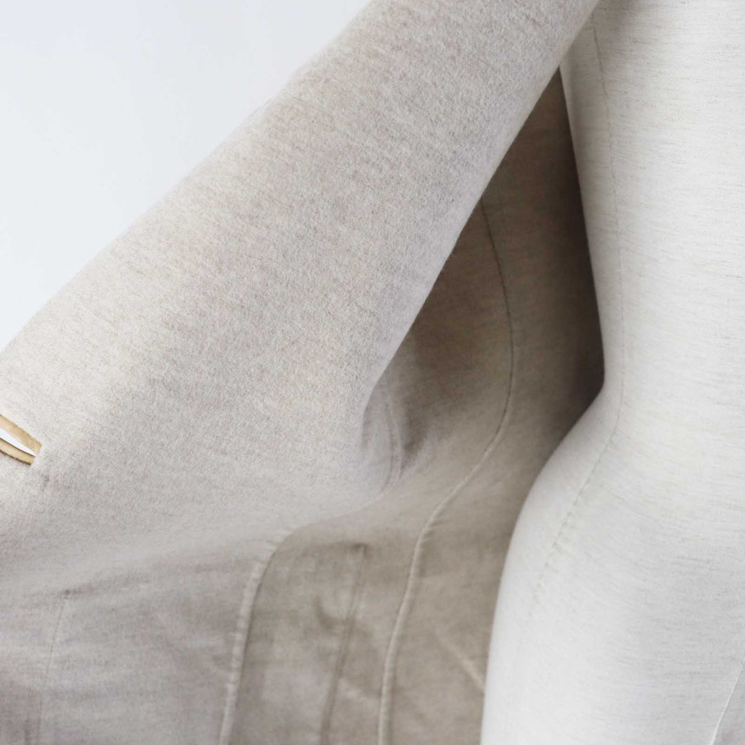 Pristine HERMES Best Lamb leather long gilet/ light beige cashmere Women 36 3E0223DZ