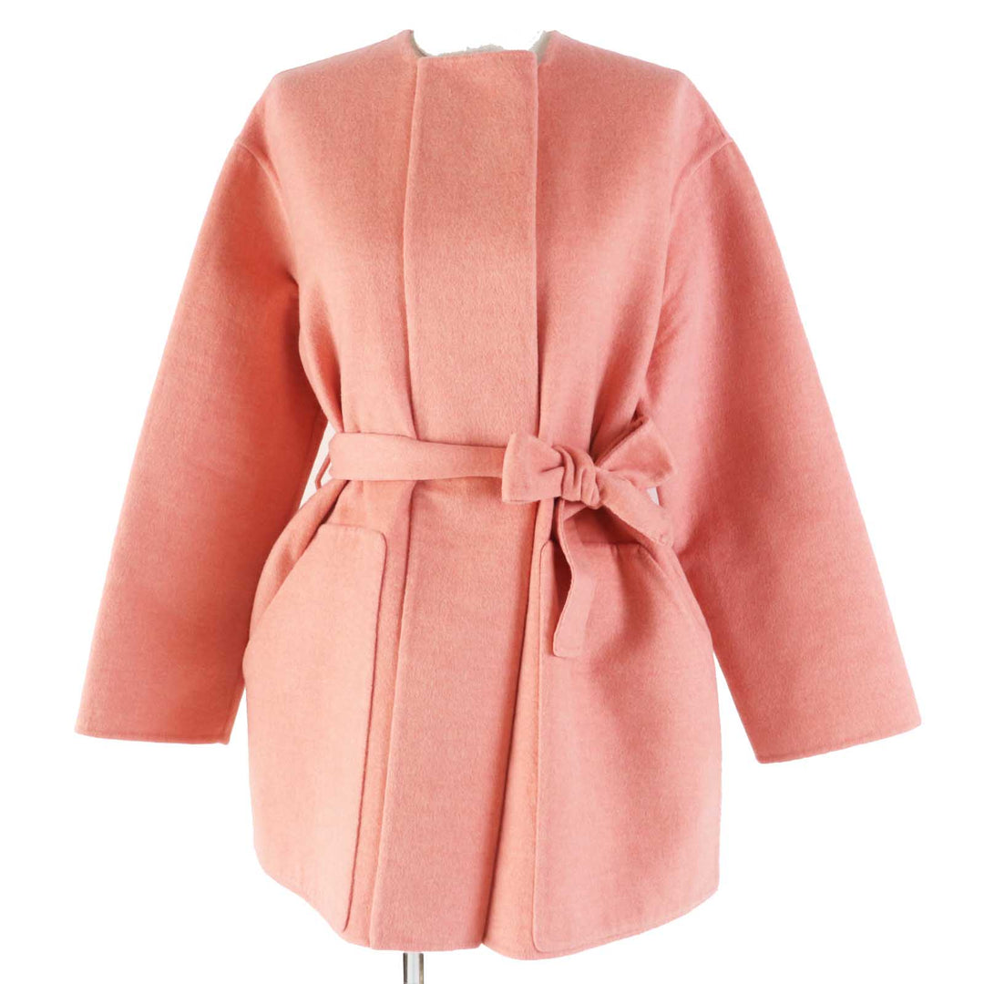Pristine HERMES coat 100% baby cashmere, belted, concealed coat pink Women 34 2H0122DB