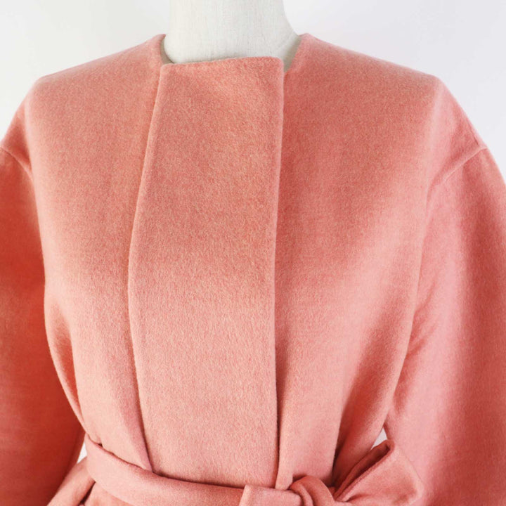 Pristine HERMES coat 100% baby cashmere, belted, concealed coat pink Women 34 2H0122DB