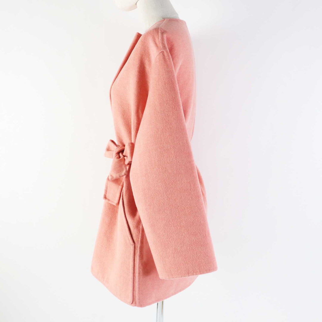 Pristine HERMES coat 100% baby cashmere, belted, concealed coat pink Women 34 2H0122DB