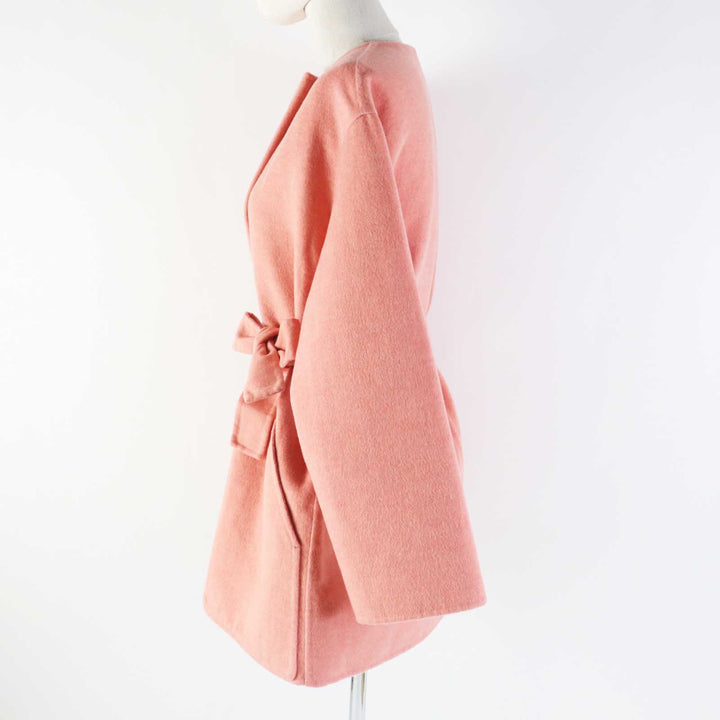 Pristine HERMES coat 100% baby cashmere, belted, concealed coat pink Women 34 2H0122DB
