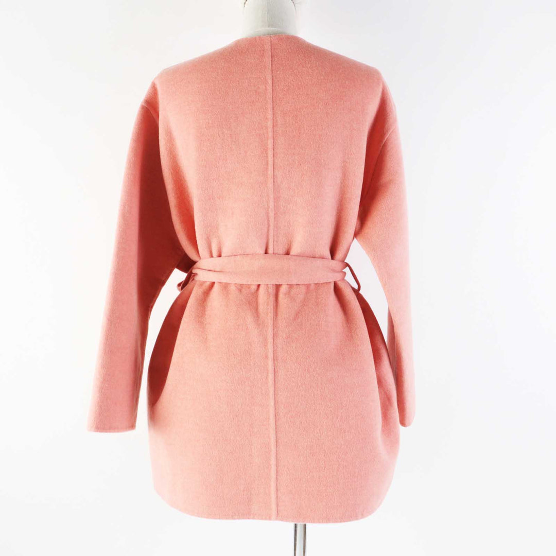 Pristine HERMES coat 100% baby cashmere, belted, concealed coat pink Women 34 2H0122DB