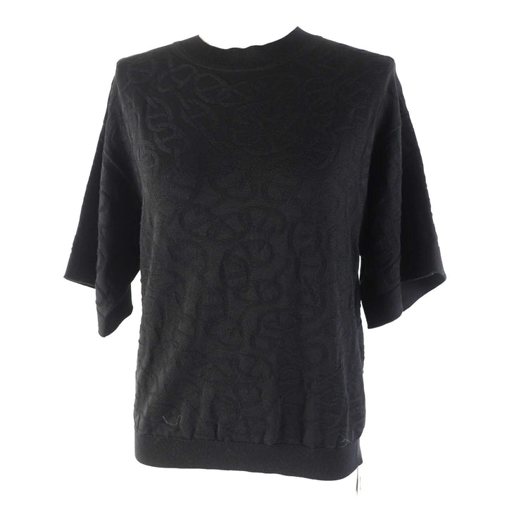 Pristine HERMES Short sleeve knit Naoussa Chene black silk Women 34 4E2649DC