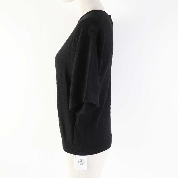 Pristine HERMES Short sleeve knit Naoussa Chene black silk Women 34 4E2649DC