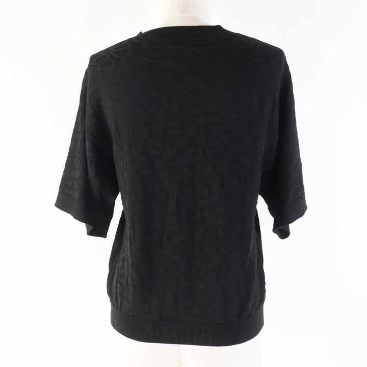 Pristine HERMES Short sleeve knit Naoussa Chene black silk Women 34 4E2649DC
