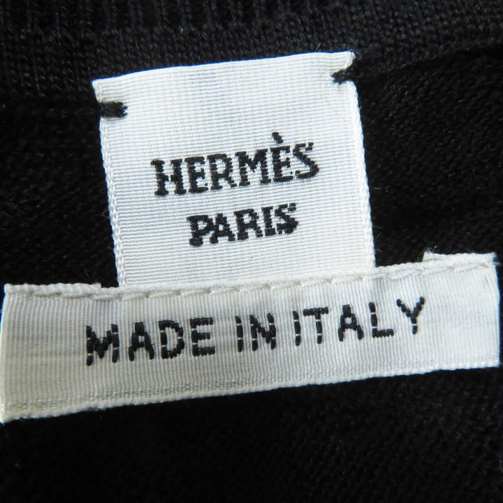 Pristine HERMES Short sleeve knit Naoussa Chene black silk Women 34 4E2649DC