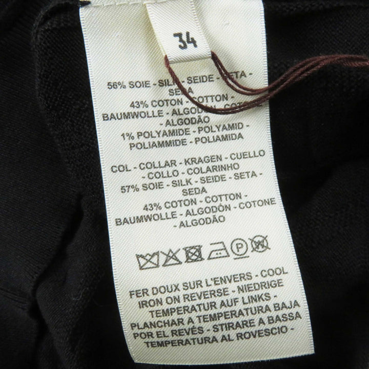 Pristine HERMES Short sleeve knit Naoussa Chene black silk Women 34 4E2649DC