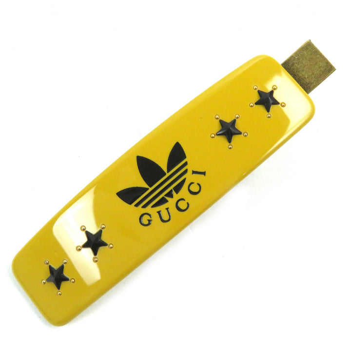 Excellent GUCCI×adidas hair accessory Trefoil logo hair clip Yellow black Women 702940