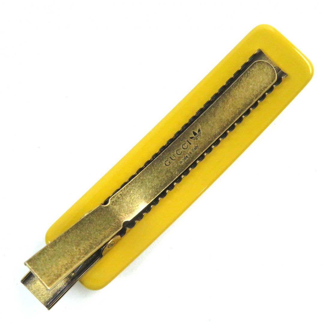 Excellent GUCCI×adidas hair accessory Trefoil logo hair clip Yellow black Women 702940